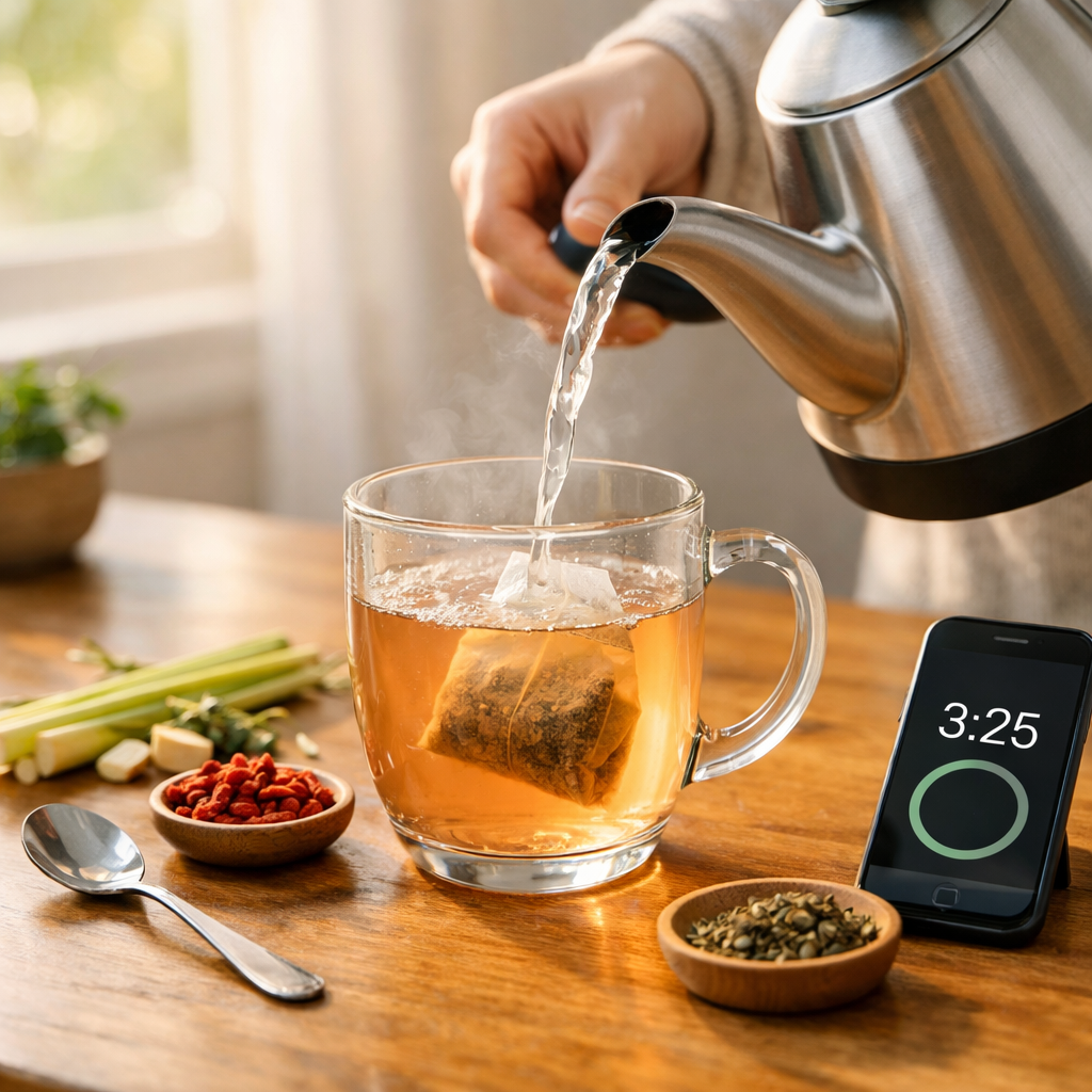 Relaxing herbal tea ritual